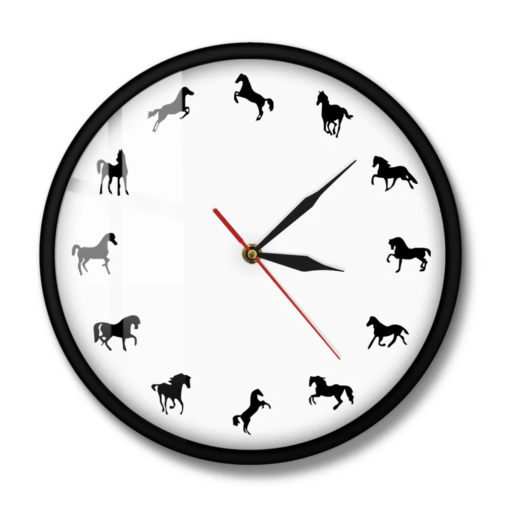 Конский силуэт настенные часы конский тренировочный минималистичный дизайн