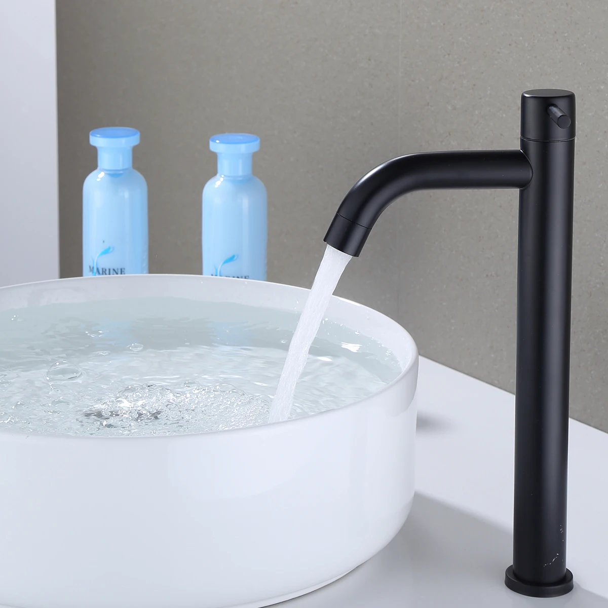 

Black Chrome Tall Basin Sink Faucet Slim Bathroom Washbasin Water Stainless steel Tap Single Cold Water Basin Crane Tap