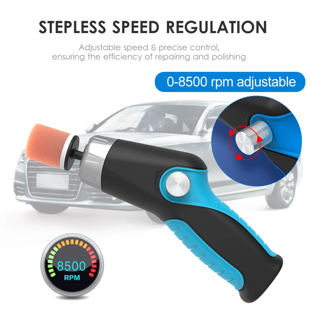 

60W Mini Electric Buffer Polisher 8500RPM Variable Speed Car Polishing Machine with Polishing Pads for Car Polishing Grinding