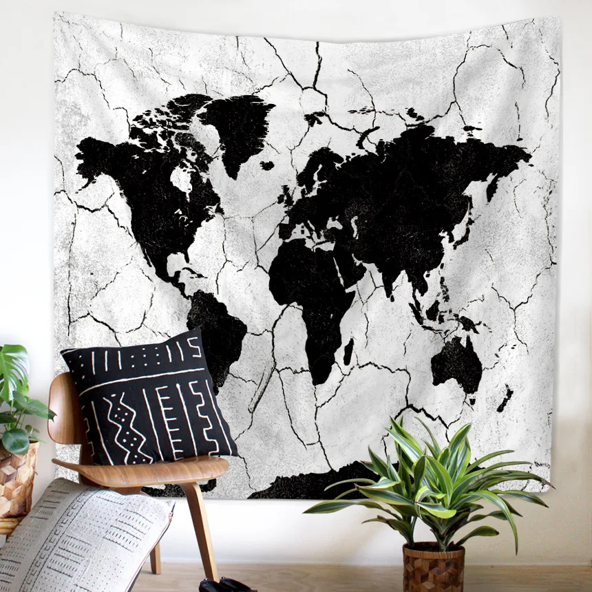 

Wall Hanging Tapestry Map Pattern Large Size Square Vintage Creative Functional Durable Dirt-resisting Washable Valance
