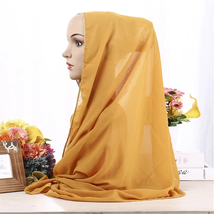 Мусульманский мусульманский хиджаб шифоновый шарф 23 Цвета женский платок новый