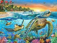 parnarzar 5d diamond painting turtles swim in the sea drill rhinestone embroidery cross stitch pictures for home wall decor