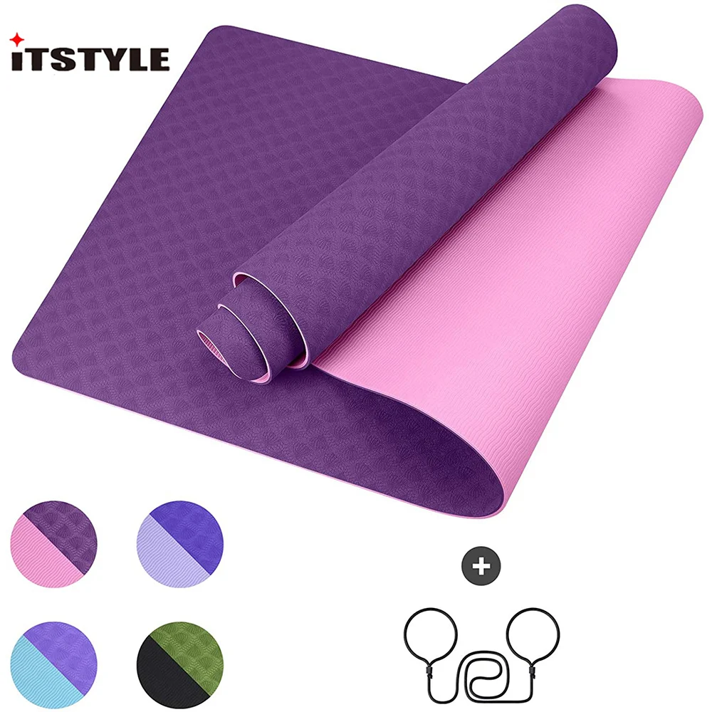 6MM TPE Yoga Mat Anti Slip Sports Fitness Exercise Pilates Gym Colchonete For Beginners