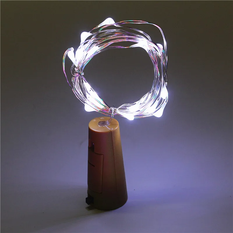 Белый Wine Bottle Cork Lights Battery Operated LED Cork Shape Silver Copper Wire Colorful Mini Fairy Lights for Christmas Party Decor - Испускаемый цвет: Белый