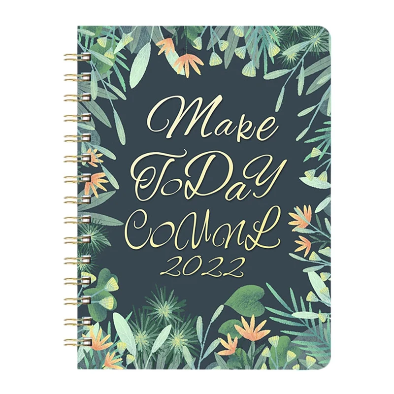 

A5 Calendar Book Planner Weekly & Monthly Planner, 2022 Planner & Organizer, Wire Binding Spiral Lined Notebook