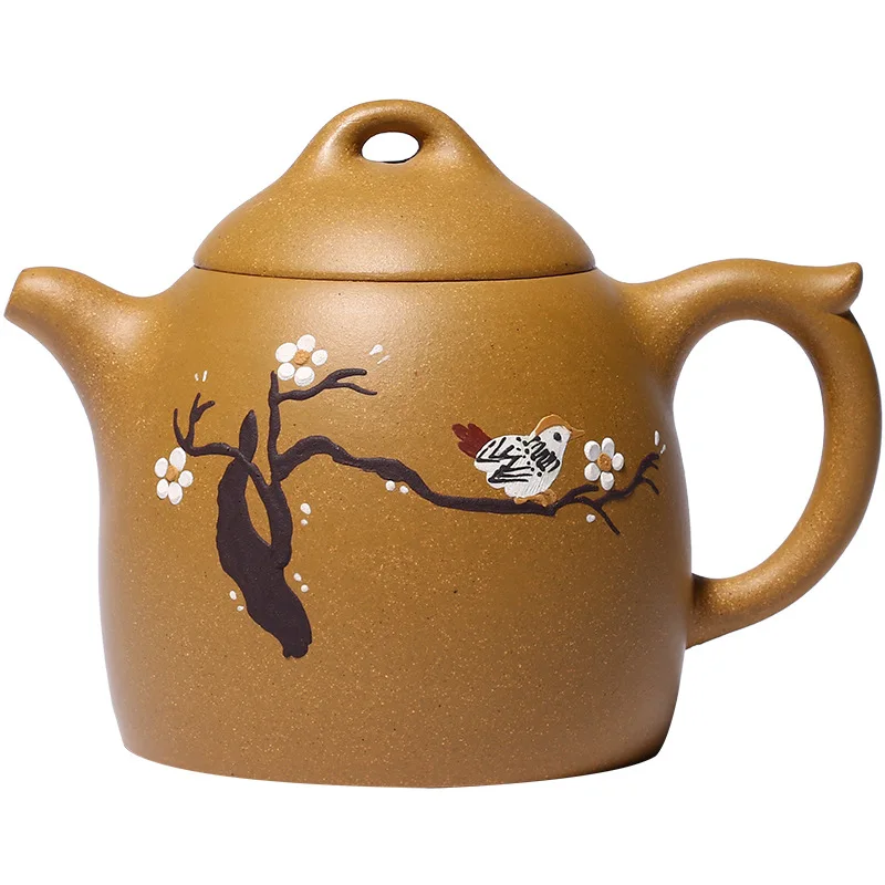 

Jinggong teapot handmade Yixing Duan clay painted Qin Quan purple clay teapot household tea set