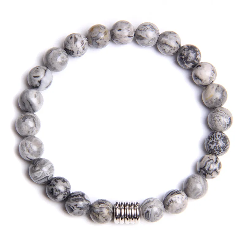 Браслет мужской из натурального черного оникса простой браслет лавового серого