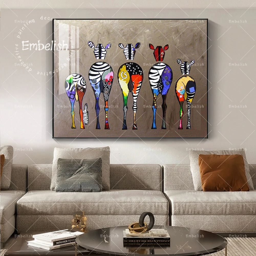 

1 Pieces Colorful Zebra Animals Wall Art Pictures For Living Room Modern Home Decor Posters HD Spray On Canvas Oil Paintings
