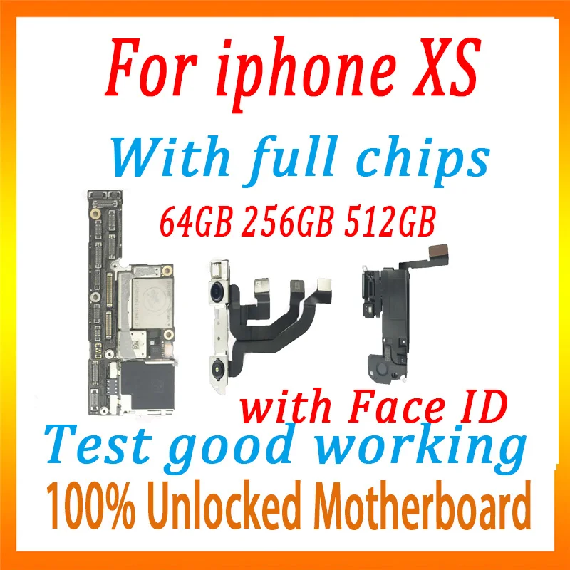 Полностью протестированная материнская плата для iPhone XS с/без лица ID, Бесплатный iCloud для iPhone XS панель оригинальная разблокированная материнская плата
