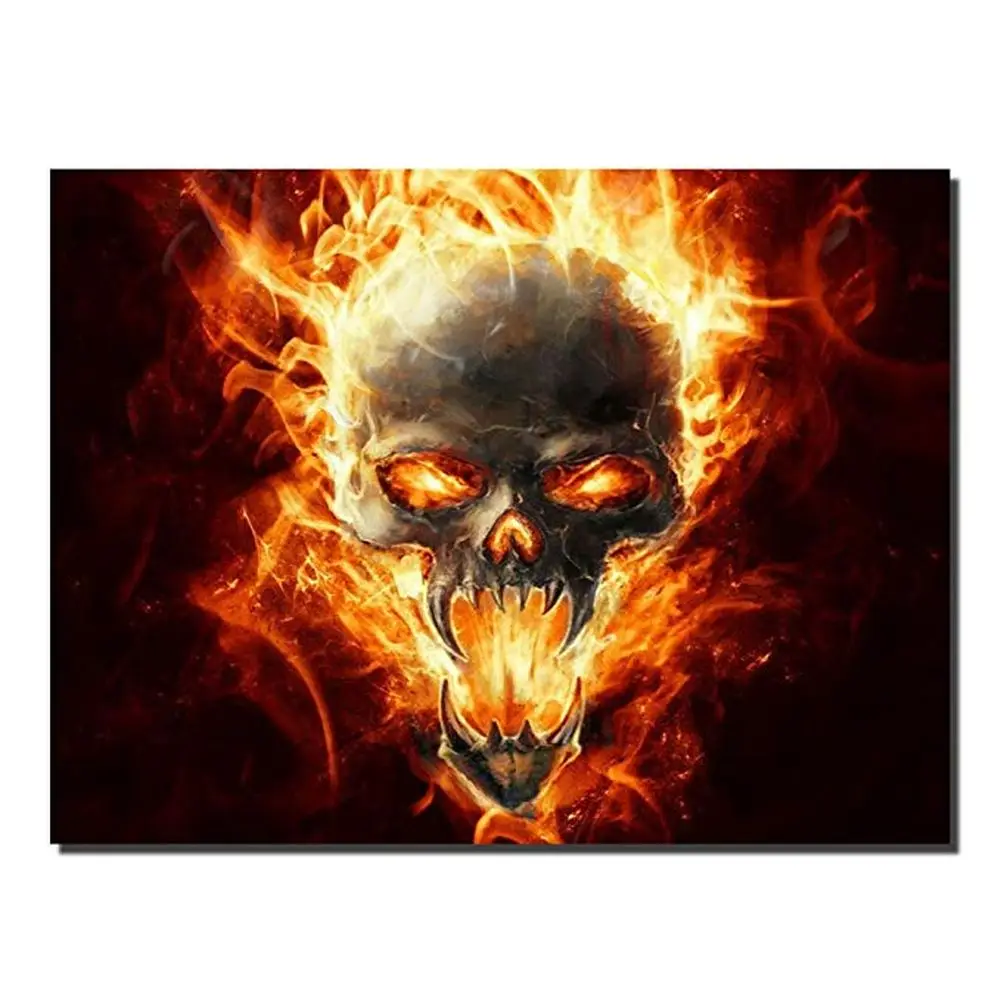DIY Полный Набор алмазной картины 5D череп с пламенем кристаллическая Алмазная