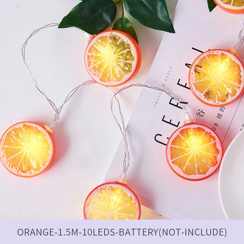 Orange YINUO LIGHT 1,5 м 10 светодиоды гирлянда батарея Лимон Апельсин Фея световая завеса Рождественская гирлянда украшения для дома и свадьбы - Испускаемый цвет: Orange