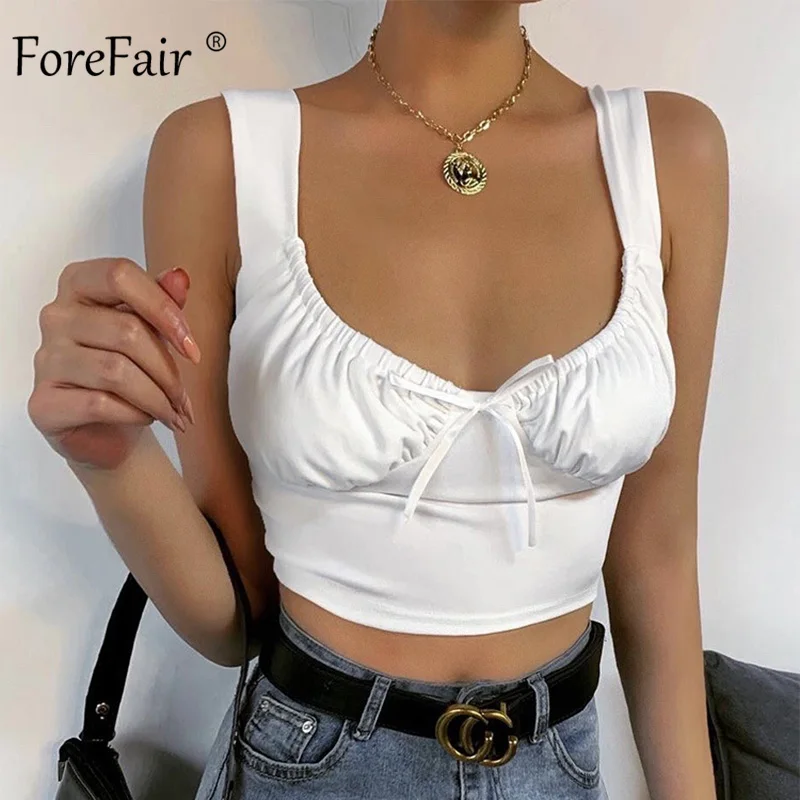 Женский топ с v-образным вырезом Forefair облегающий открытыми плечами и завязками в