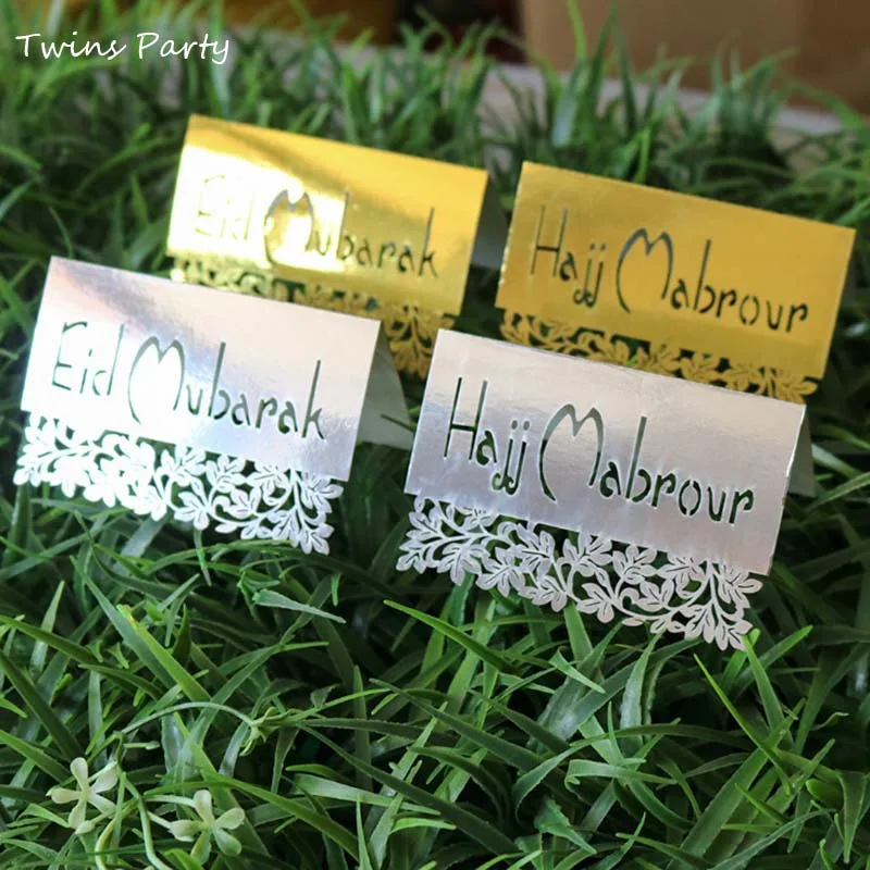 Двойвечерние Тия 10 шт. Золотой Серебряный ИД Мубарак место карты Новый год