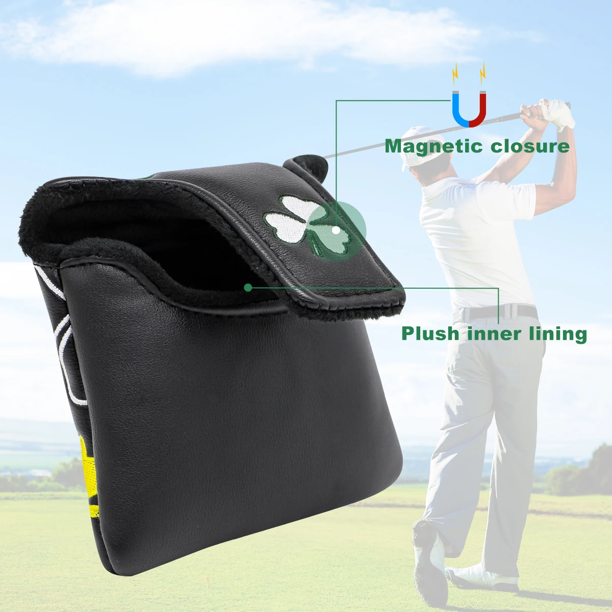 Чехол для клюшки гольфа чехол премиум-класса из искусственной кожи с