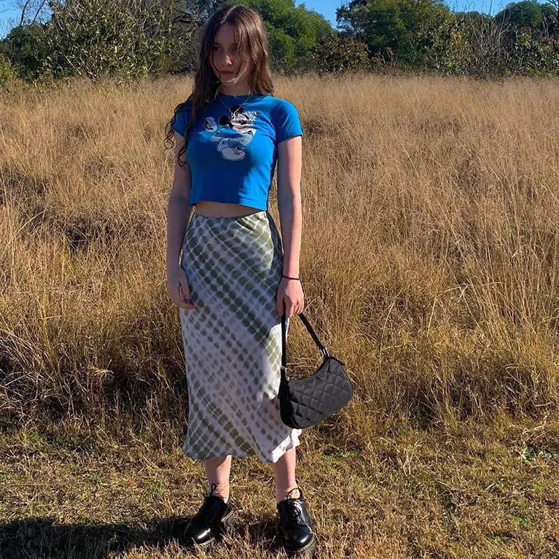 

Women Fashion High Waist Tie-dye Skirt Stylish Skirt for Party Shopping Daily Wear