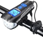 Водонепроницаемый велосипедный светильник USB Перезаряжаемые передняя фара для велосипеда светильник вспышки светильник с велокомпьютер ЖК-дисплей Спидометр велосипедный головной светильник Рог