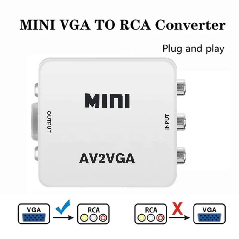 HD 1080P Мини AV2VGA конвертер видео AV/RCA CVBS к VGA адаптер с 3 5 мм аудио отверстия для ПК