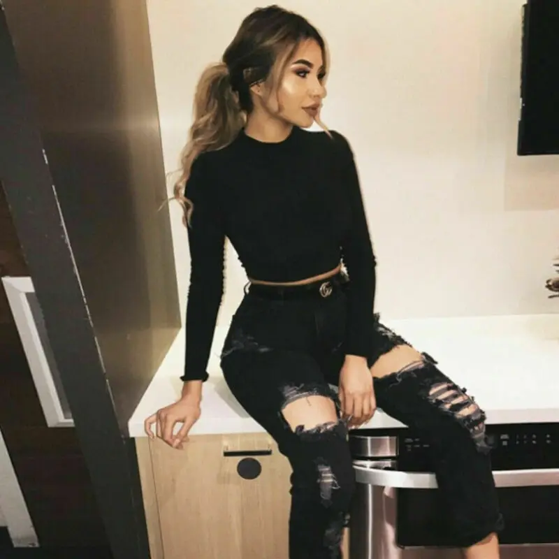 Футболка женская с длинным рукавом Повседневная Уличная одежда в стиле