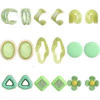 new resin green dangle earrings for women party jewelry handmade fashion holiday geometric acrylic drop earrings accessories