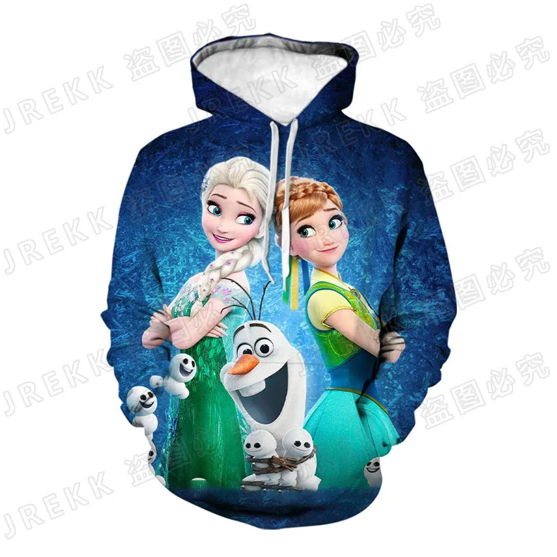 

Disney Cartoon Anime Frozen Hoodies Men Women Children Cool 3D Printed Hooded Pullove Sweatshirts Boy Girl Kids Tops