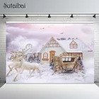 Рождественский фон для фотосъемки Зимняя сказка Снежная сцена Лось дерево фон для фотосъемки детский портрет персонализированный постер