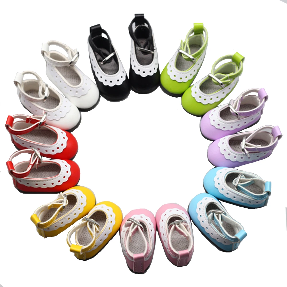 

1 pair 5cm PU Leather Shoes For BJD Doll Fashion Mini Toy Lace Canva Shoes 1/6 Doll for Russian Doll Accessories