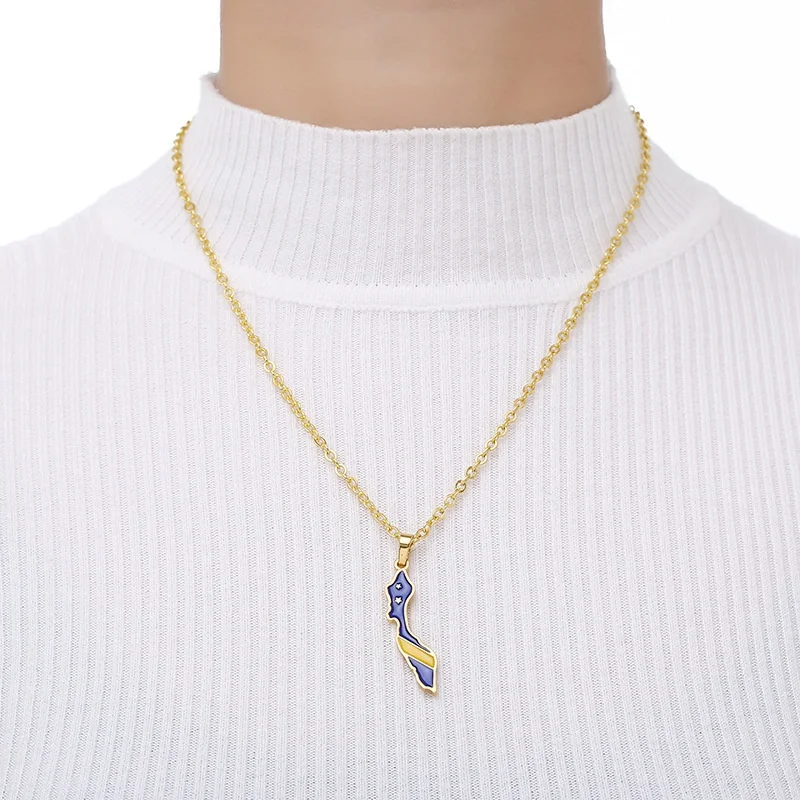 

Fashion Trend New Retro Men's Necklace Golden Haiti Map Pendant Hip Hop Rock Punk Jewelry Gift for Men