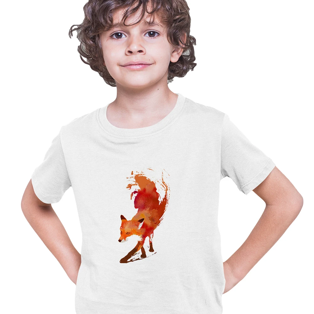 

Fox Aesthetic Art T-shirt Boys Summer New Arrivals Oversized Shirt European Netherlands Children's Clothing Stranger Things