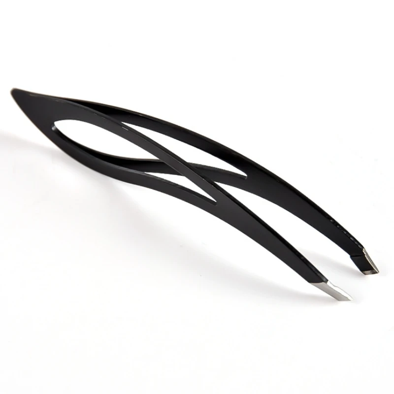 

2 Pcs Pro Stainless Steel Ingrown Hair Eyebrow Eyelash Slanted Hair Removal Tweezers Electrophoresis Black