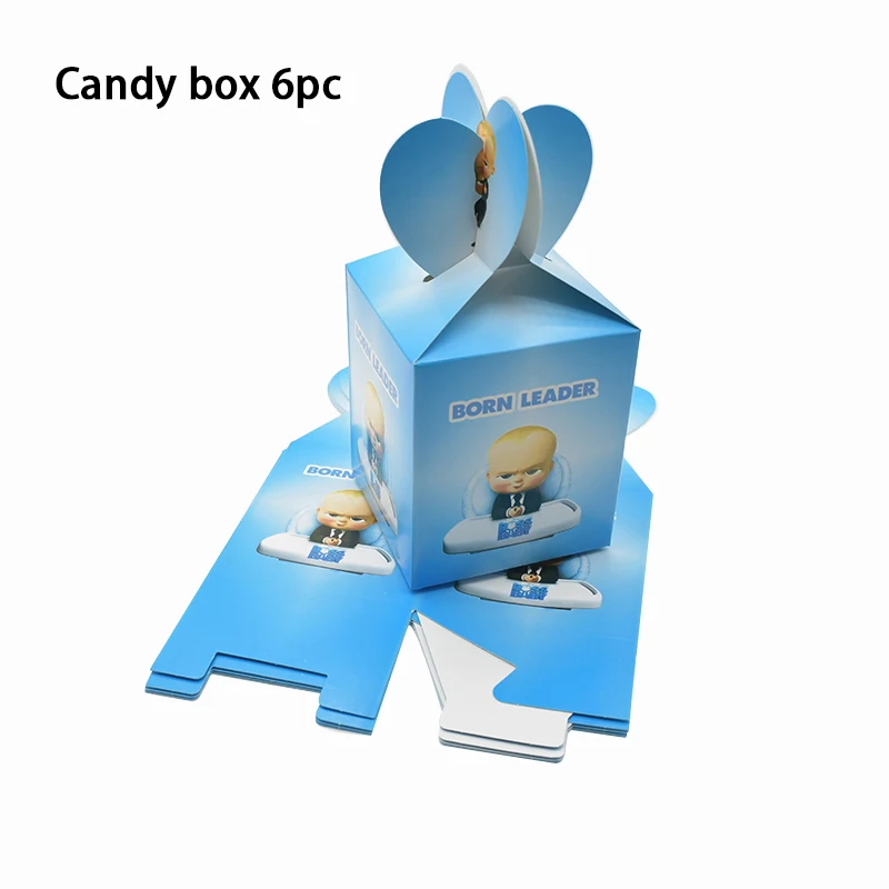 Candy box 6pc Boss Детские тематические вечерние столовые приборы на день рождения Детская душевая тарелка и чашка для вечеринки napkinsBanner воздушные шары принадлежности украшения - Цвет: Candy box 6pc
