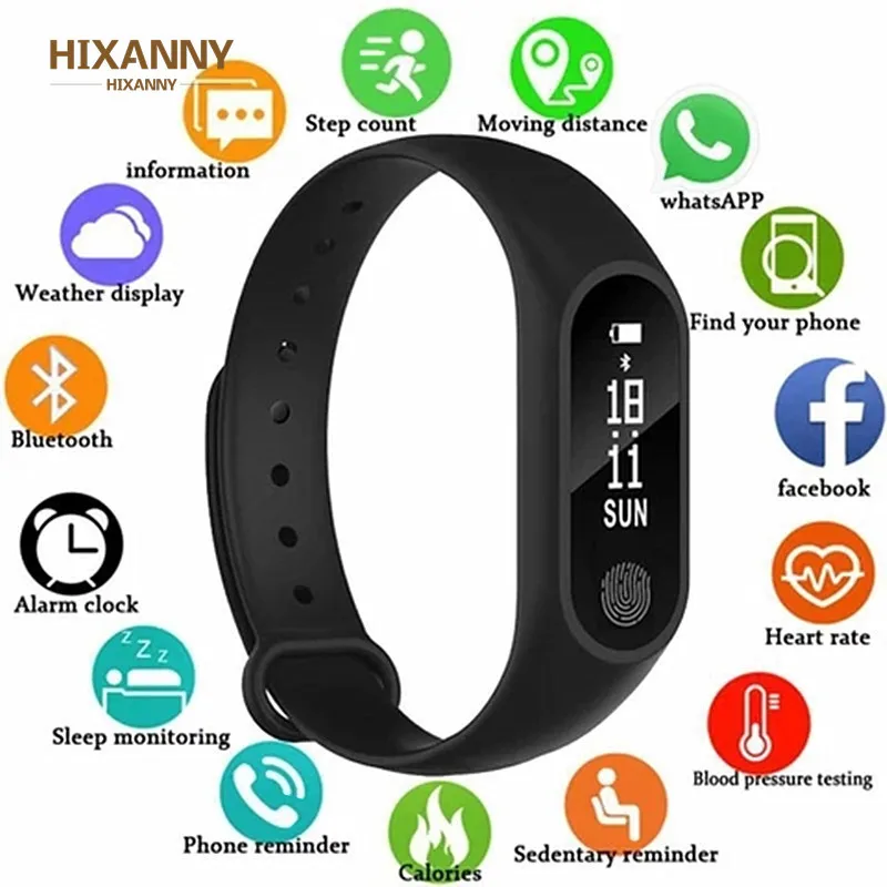 Смарт-часы M2 спортивные шаг кровяное давление шагомер умный Браслет для мужчин и