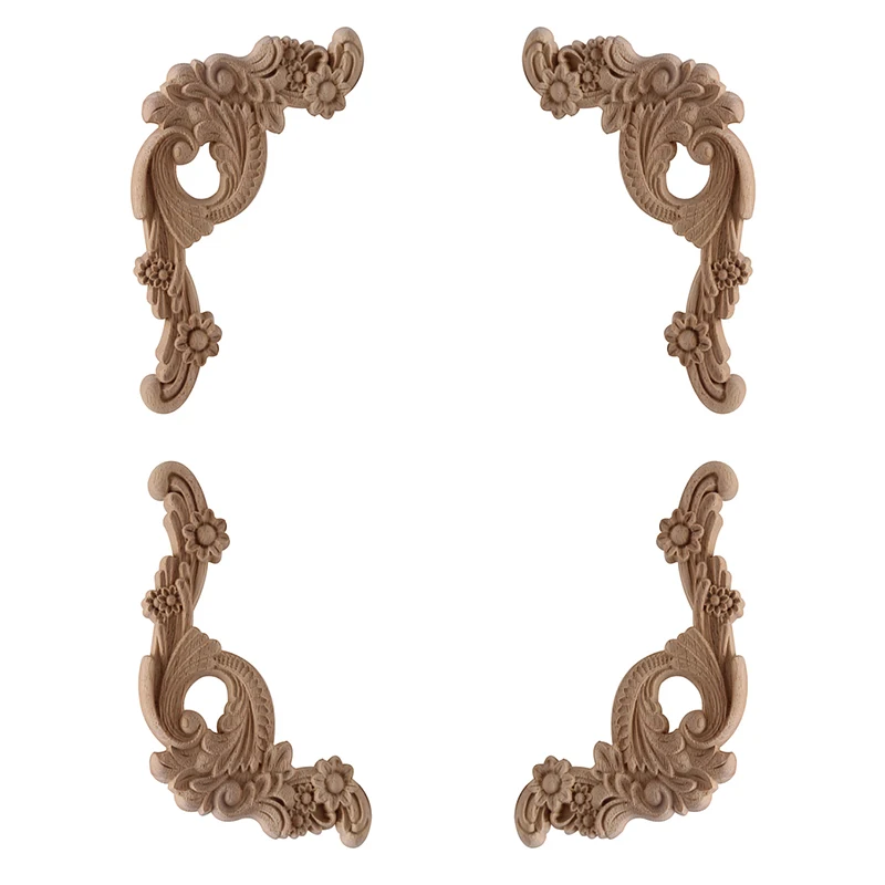 

Ornamental European Unpainted Long Flower Rose Wooden Furniture Window Corner Wood Figurines Wood Applique Onlay Wood Frame NEW