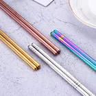 Столовая посуда из нержавеющей стали, домашние Нескользящие палочки для еды длиной 23 см, красочные многоразовые палочки для еды, посуда для случаев, китайский подарок