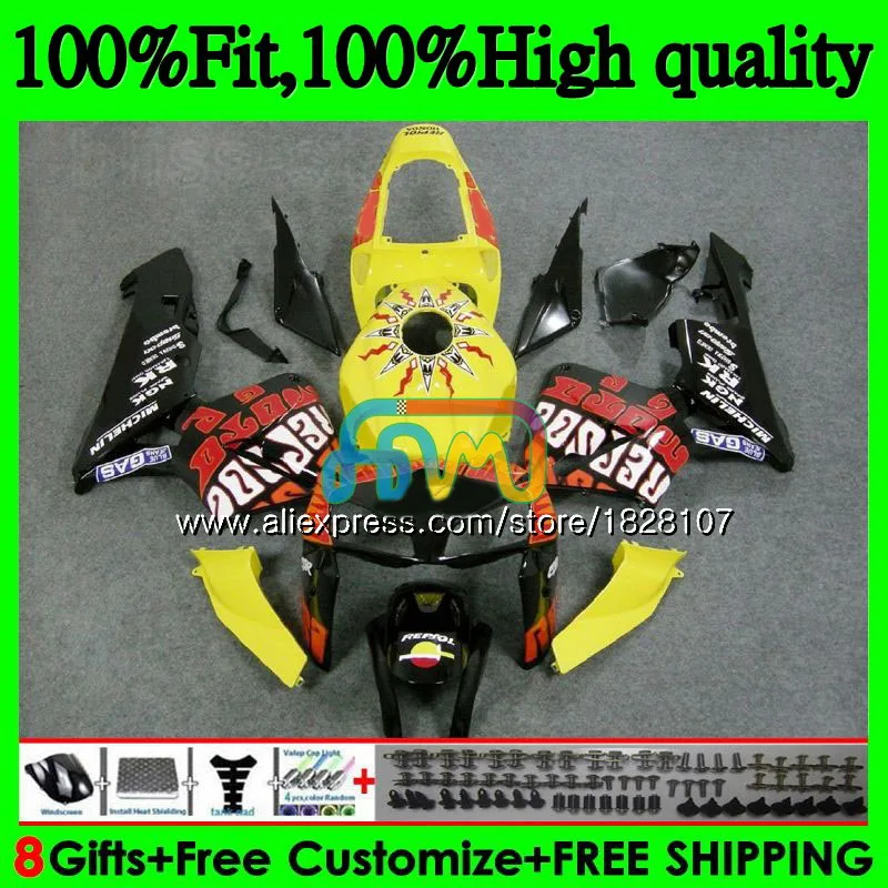 

Injection For HONDA CBR 600RR 600 RR 600CC 600F5 F5 05 06 133BS.34 CBR600F5 CBR600 RR Black yellow CC CBR600RR 2005 2006 Fairing