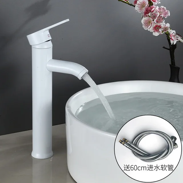 Белый смеситель для раковины из нержавеющей стали европейская чистая белая