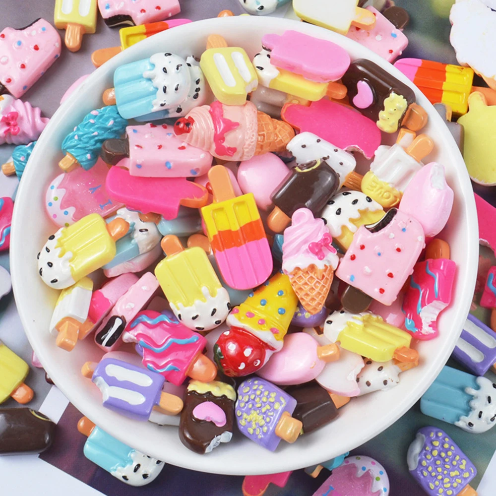 

10 Pcs/lot Resin Ice Cream Charms for Slime Filler Stress Relief DIY Polymer Addition Slime Accessories Toy Model Tool