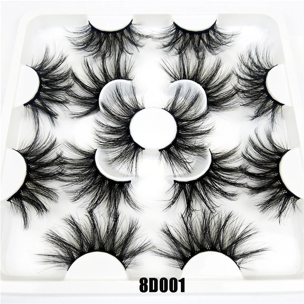 5/7 Pairs Long Thick Criss-cross Eyelashes 8D Mink False Eyelashes Wispies Fluffy Handmade Natural Volume Lashes Eye Makeup Tool