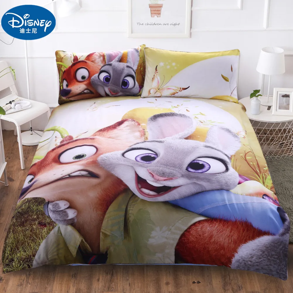 

Disney 3Pcs Zootopia Judy Bedding Sets Cartoon Duvet Cover Pillow Cases Queen King Size Couple Quilt Set Adult Double Bedding