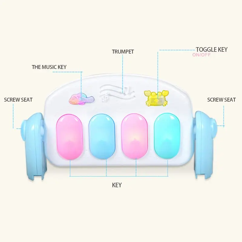 

Kick Play Newborn Toy with Piano for Newborn Baby Activity Cartoon Play Mat Gym Music Carpet Blankets