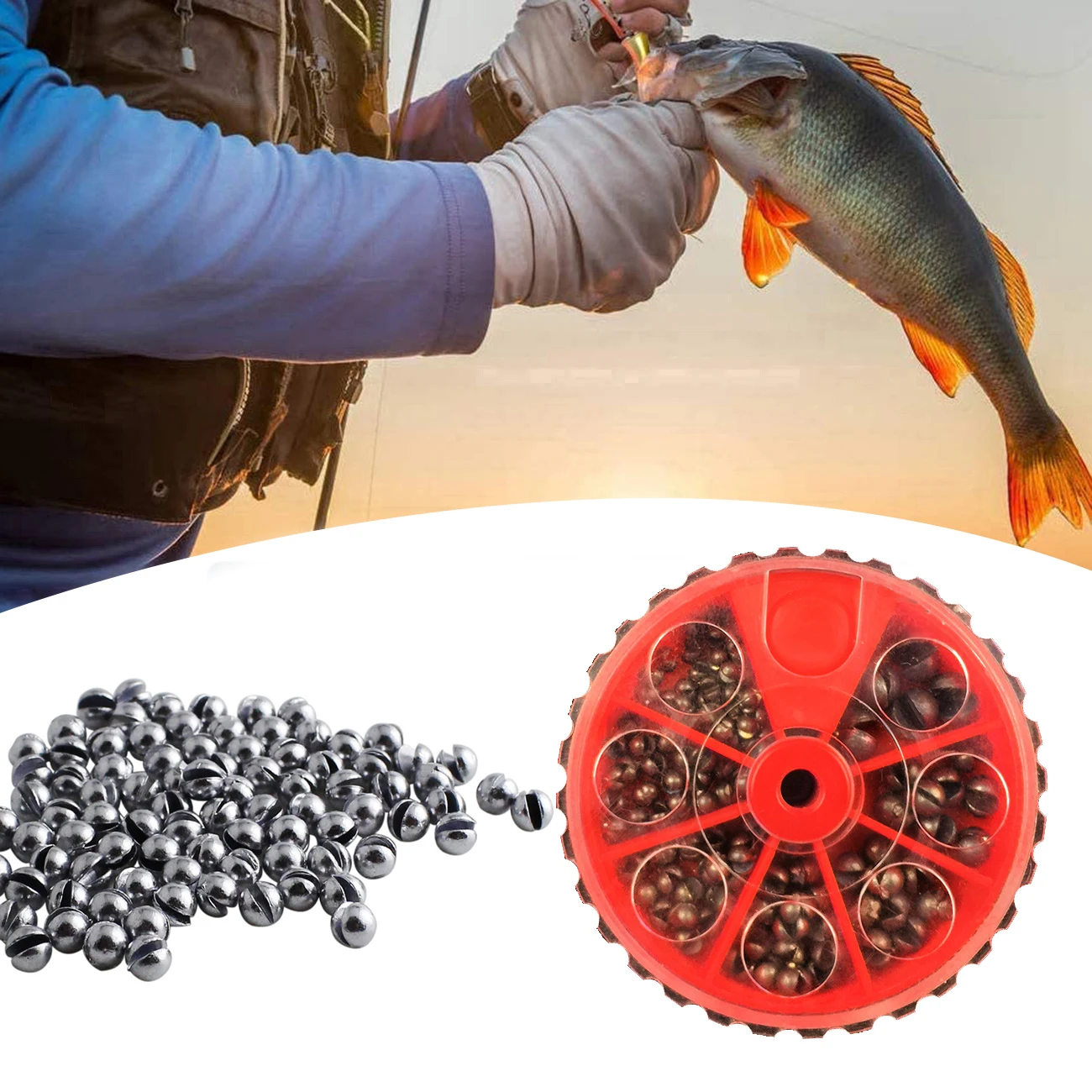

205pcs Open Bite Lead Set 0.2-0.8g Bare Fishing-clip Drop Biting Round Plumb Bob Auxiliary Fishing Tackle Gear