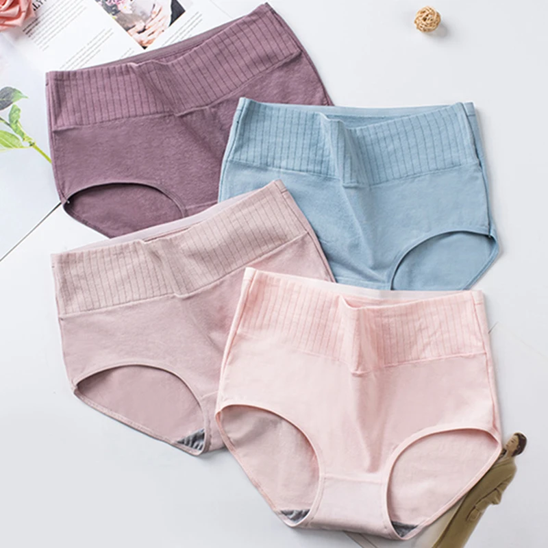 

Women's Underwear Panties Breathable Underpants Seamless Soft Lingerie Girls Fashion Briefs High Waist Briefs Solid Color