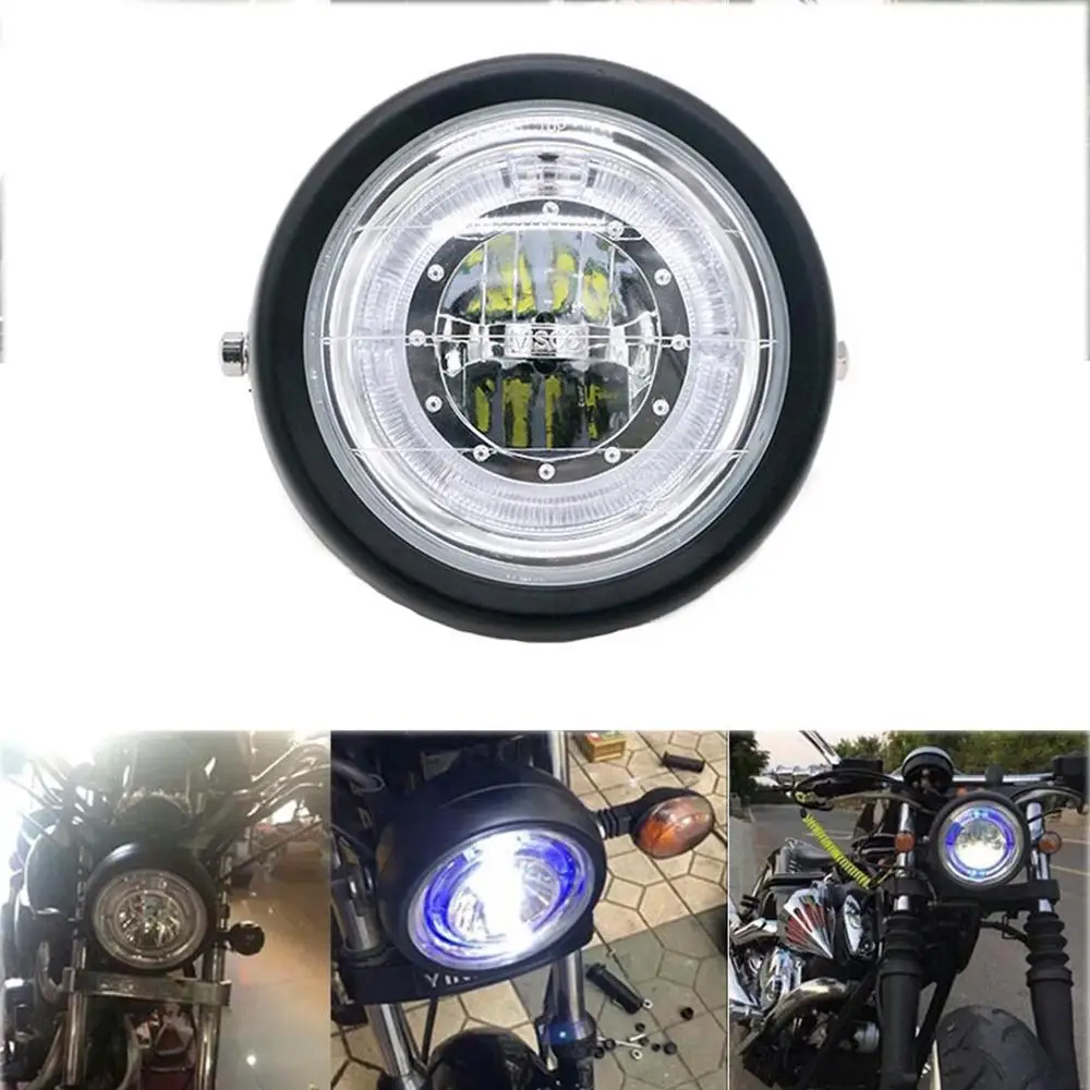 Мотоцикл Универсальный передняя фара сетка синий светодиодный Ангельские