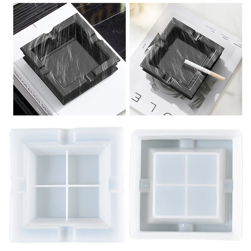

Epoxy Resin Mold Square Ashtray Mold Ash Box Casting Silicone Mould DIY Crafts Ornaments Making Tools