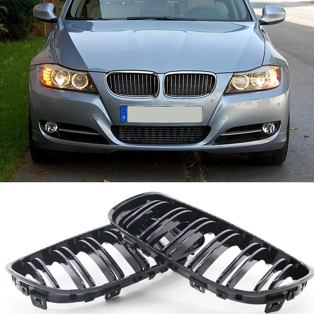 

Dual Slat Kidney Grille Gloss Black for BMW E90 3 Series Sedan LCI 09-11 Double Slat Sport Style Gloss Black 1 Pair
