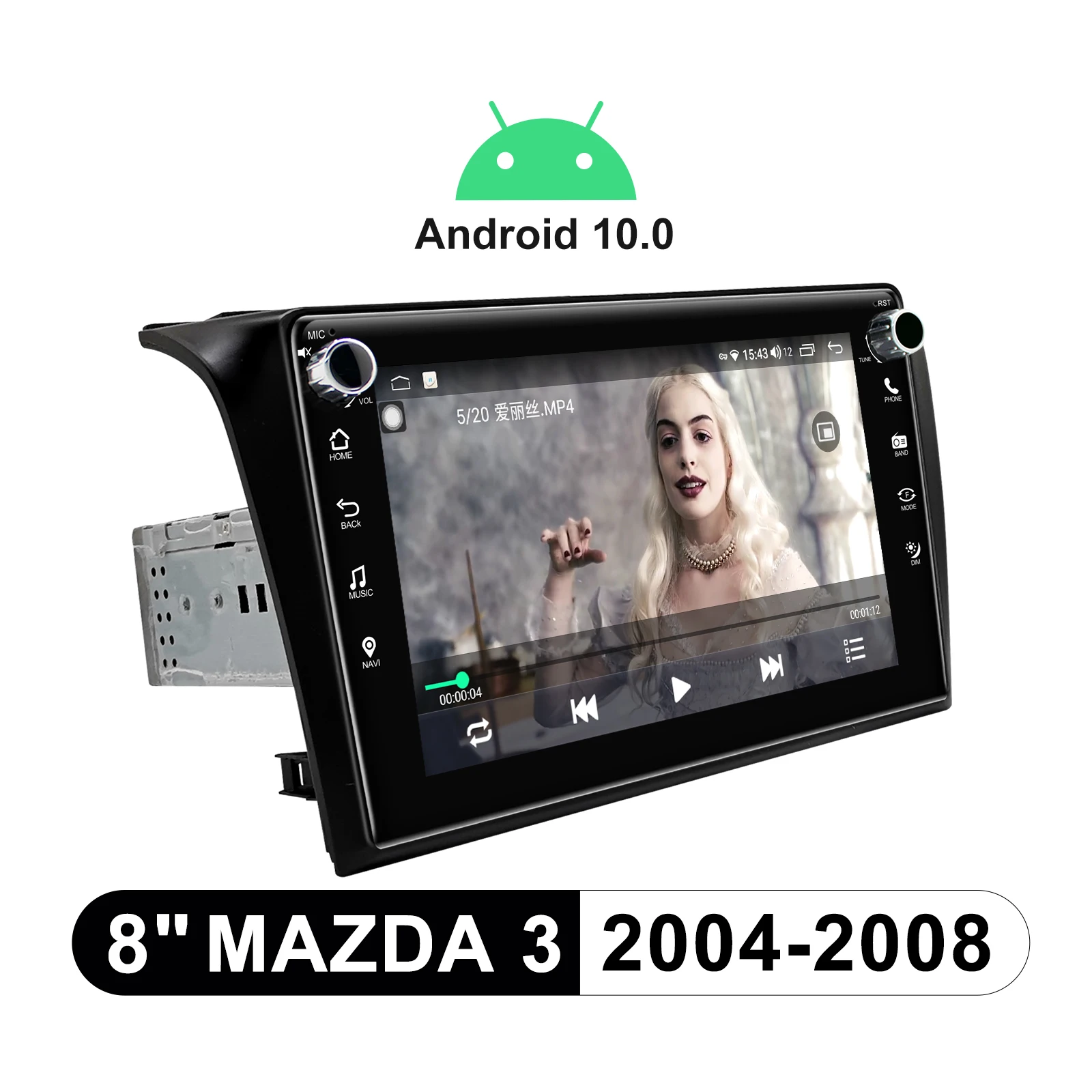 저렴한 8 인치 헤드 유닛 안드로이드 라디오 스테레오 자동차 멀티미디어 플레이어 1 Din 자동차 사운드 시스템 마즈다 3 2004-2008 무선 카플레이 4G