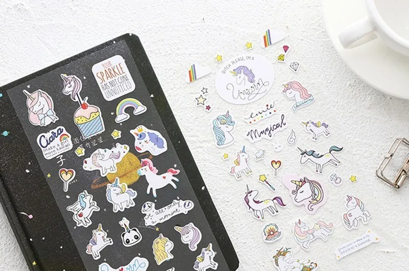 10 шт./партия креативные Kawaii Единорог милые наклейки из мультфильмов фото ручной дневник для счетов декоративные бумажные наклейки товары для рукоделия 06539