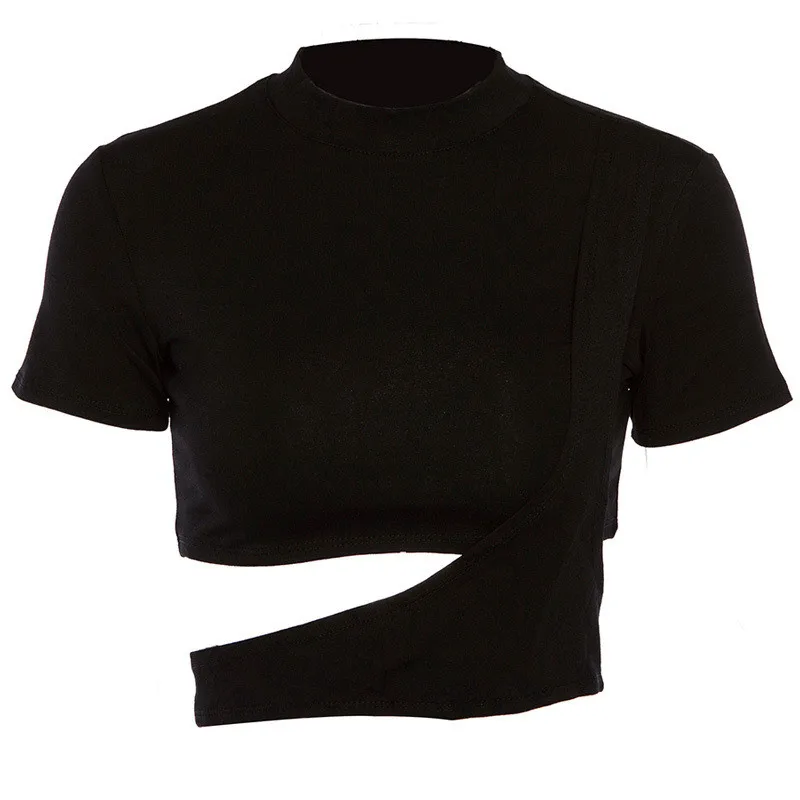 Новые пикантные однотонные черный белый цвет с О-образным вырезом коротким