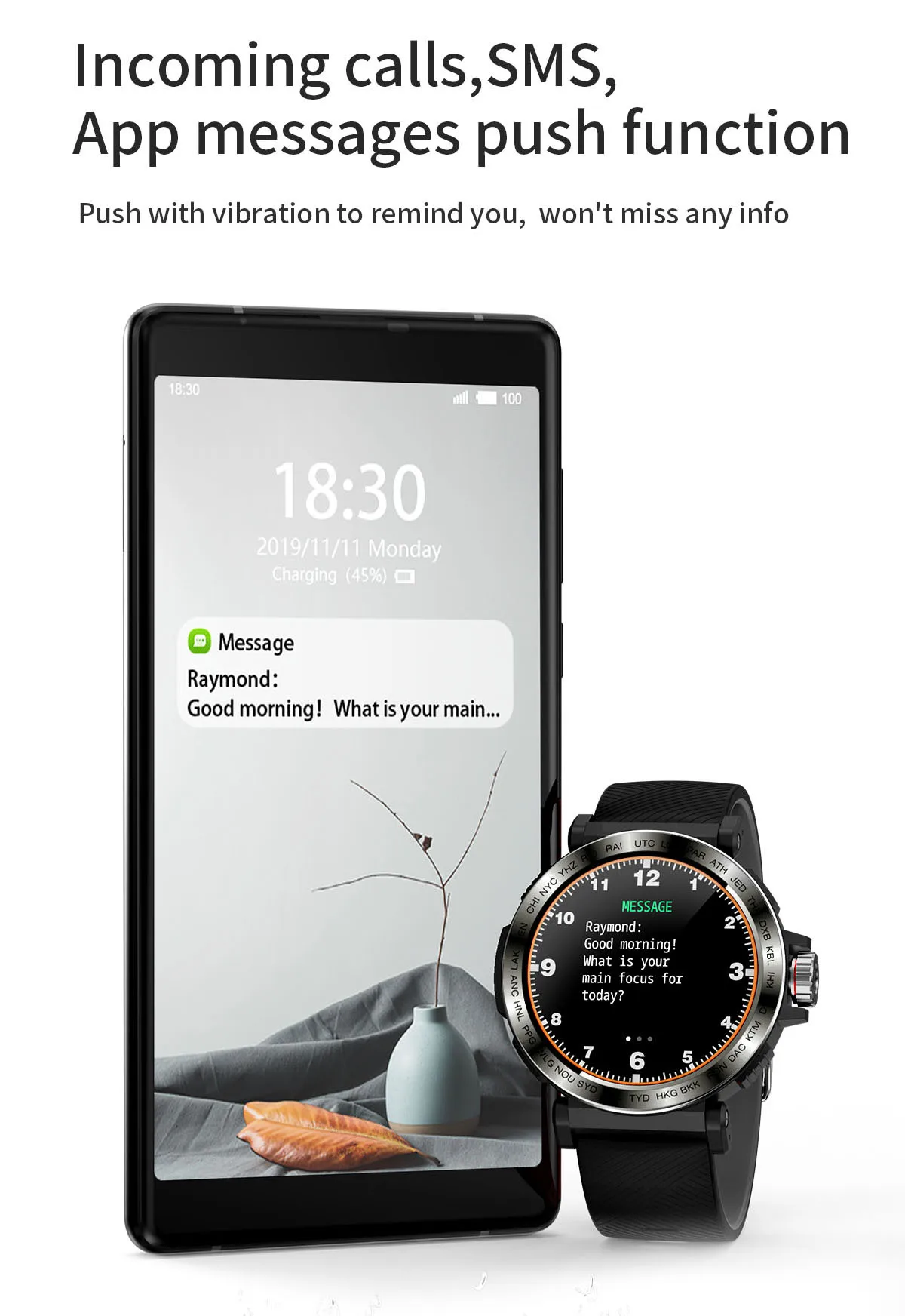 S18 Смарт-часы Полный Экран сенсорный IP68 Водонепроницаемый мужские спортивные