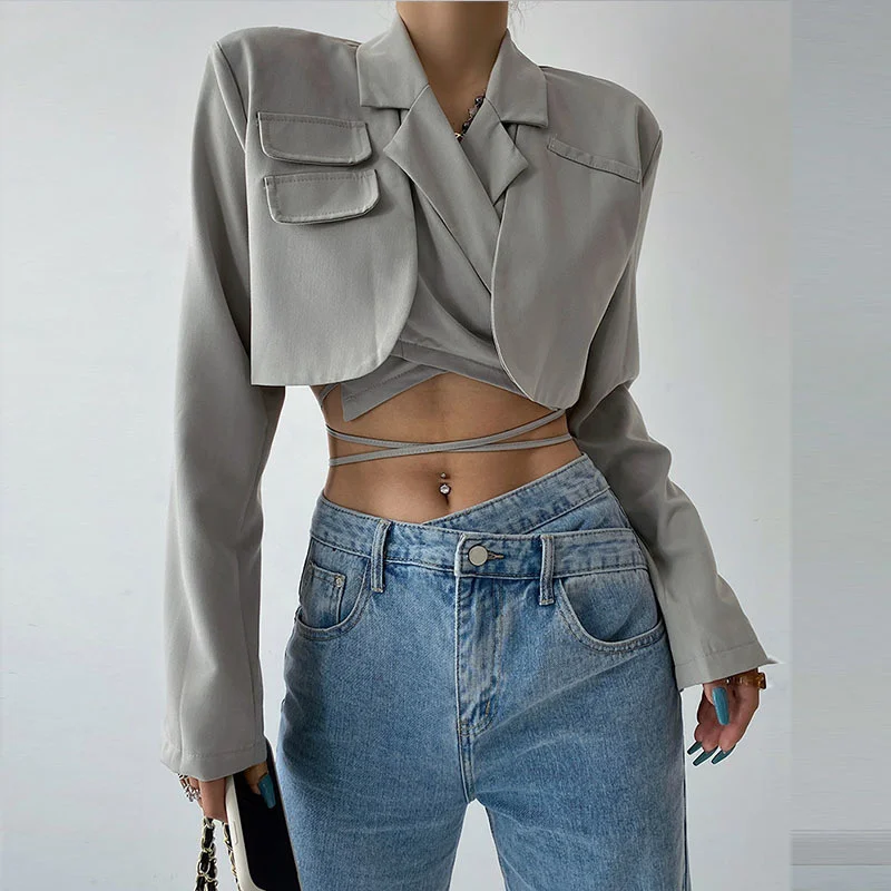 

Пиджак женский короткий с длинным рукавом, на осень, 1R7O