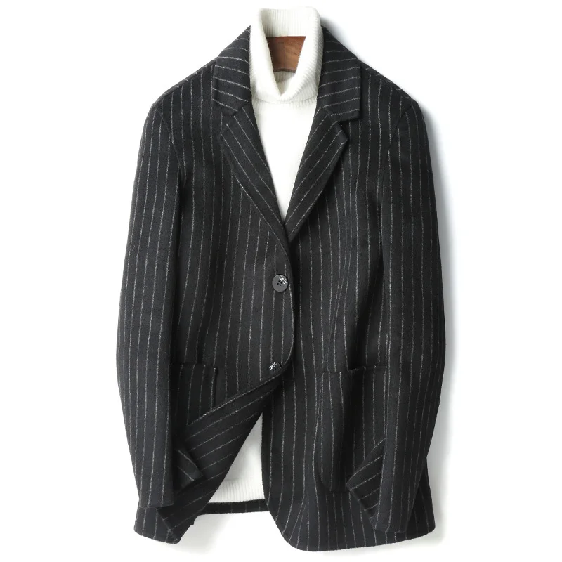 Двухсторонняя шерстяная куртка мужское осенне-зимнее высококачественное теплое